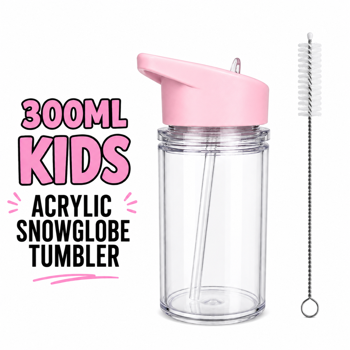 10oz snow globe acrylic drink bottle (kids)