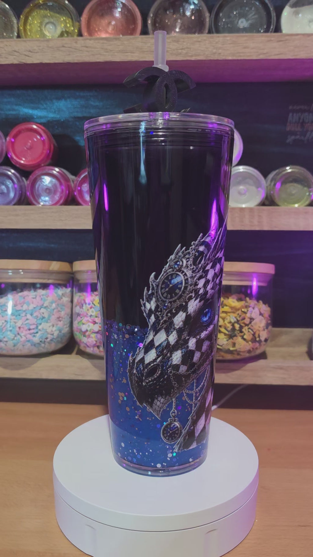 Premade Blue dragon 24oz  Lava acrylic snow globe