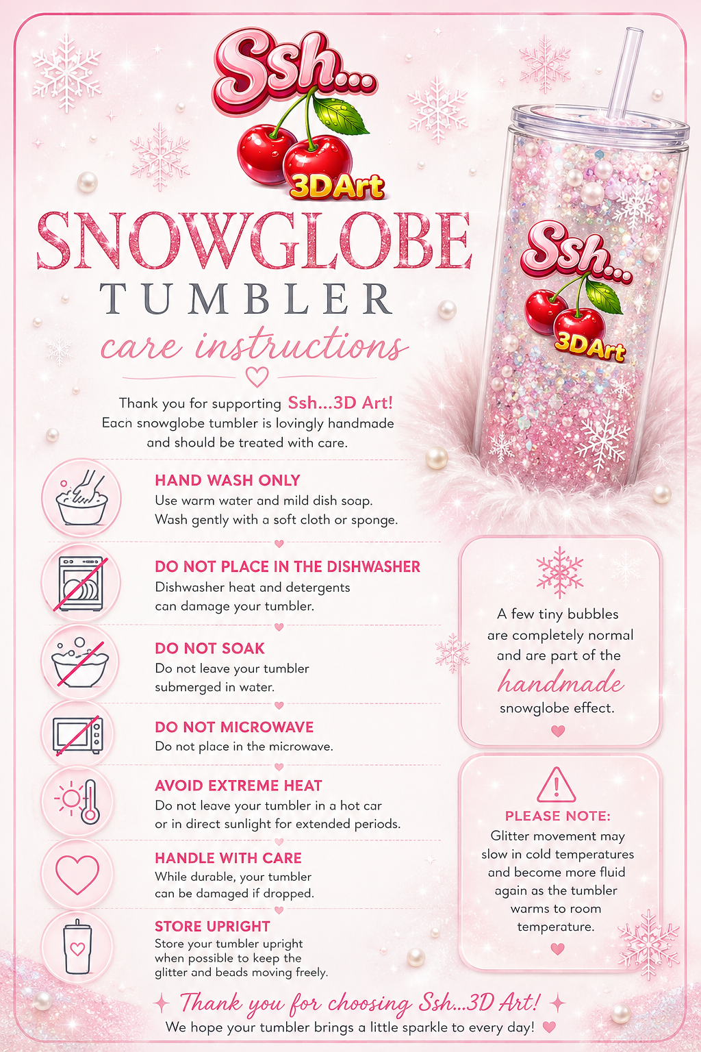 Snowglobe care instructions