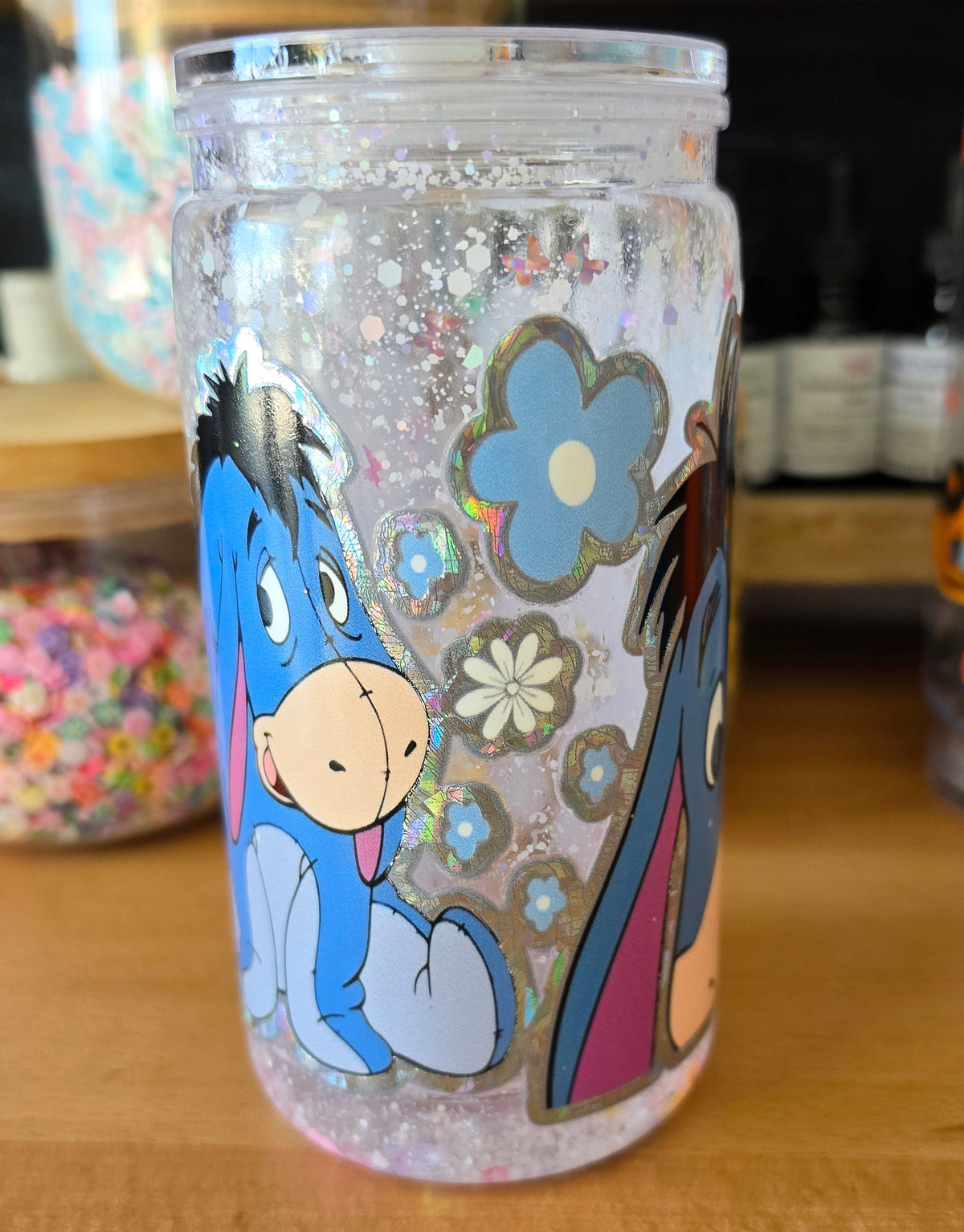 16oz straight acrylic snow globe can type