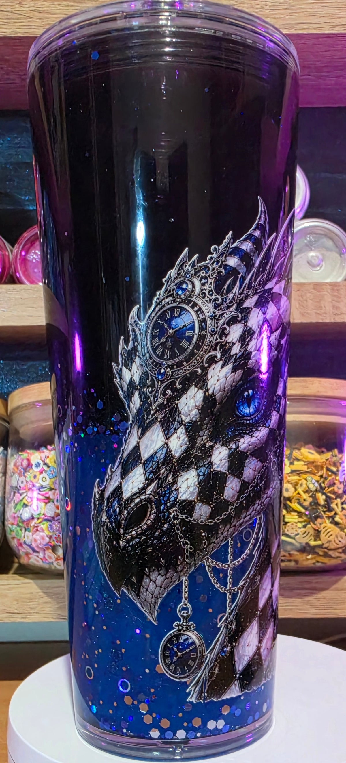 Premade Blue dragon 24oz  Lava acrylic snow globe