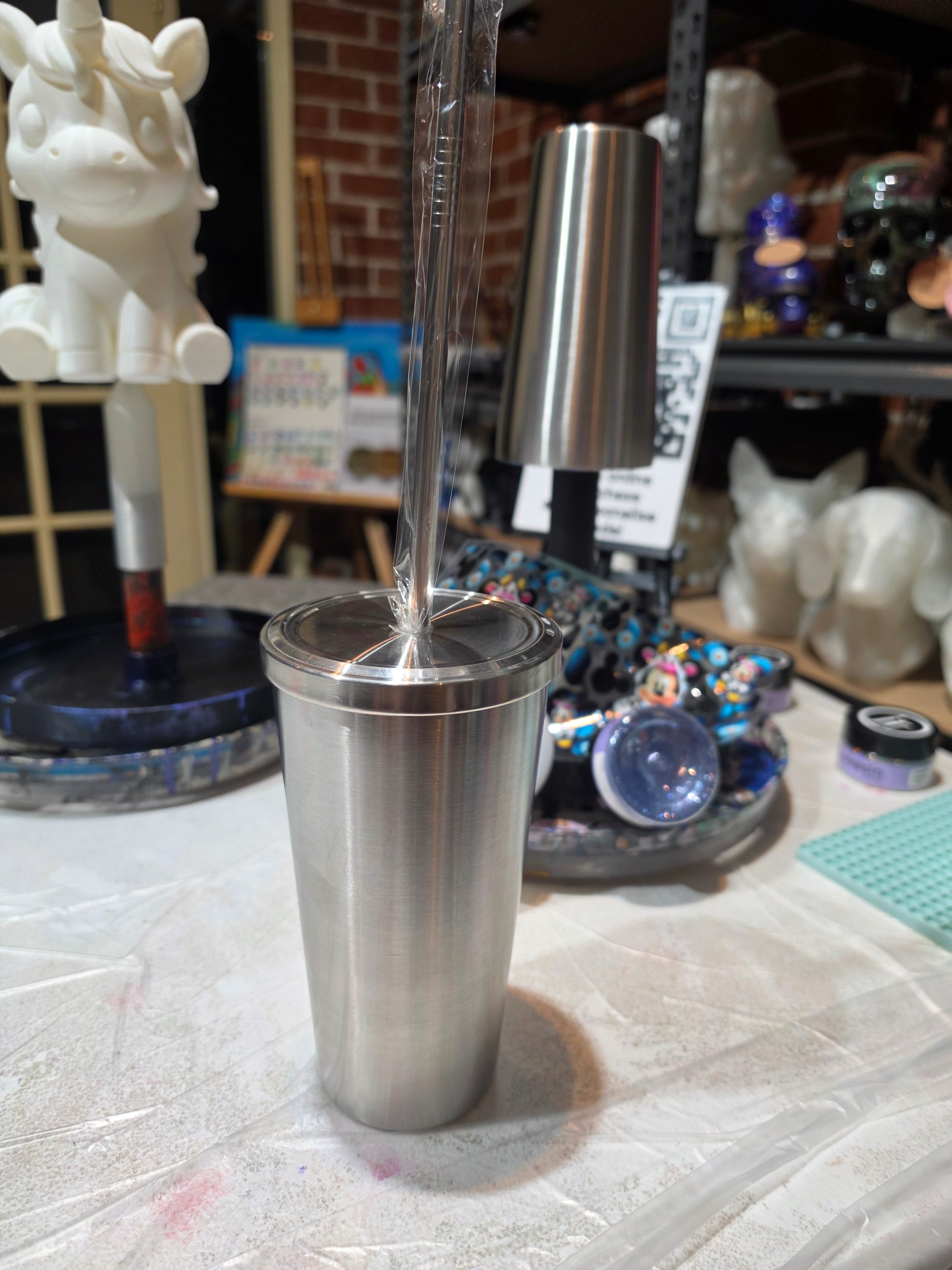 17 ounze ss  tumbler with straw