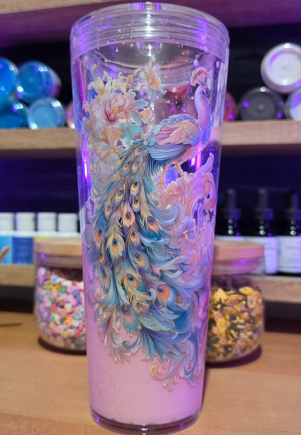 24oz acrylic snow globe tappered