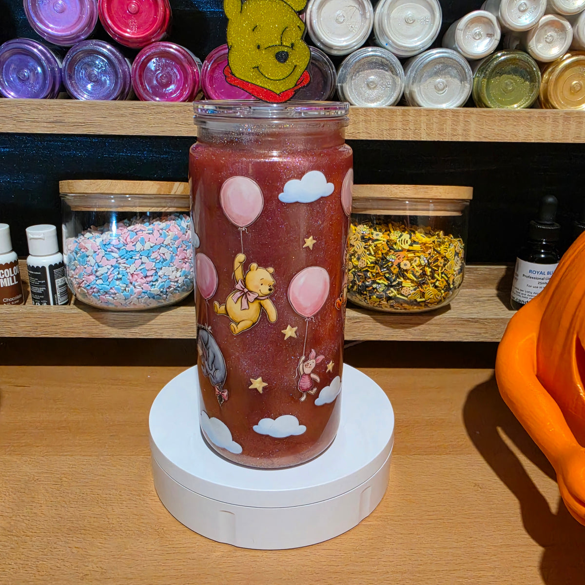Premade 20oz acrylic poo bear snowglobe
