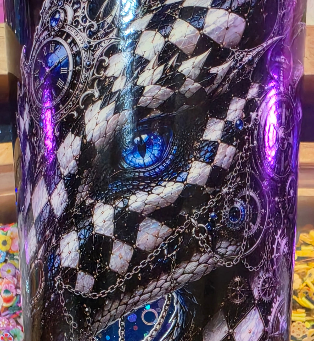 Premade Blue dragon 24oz  Lava acrylic snow globe